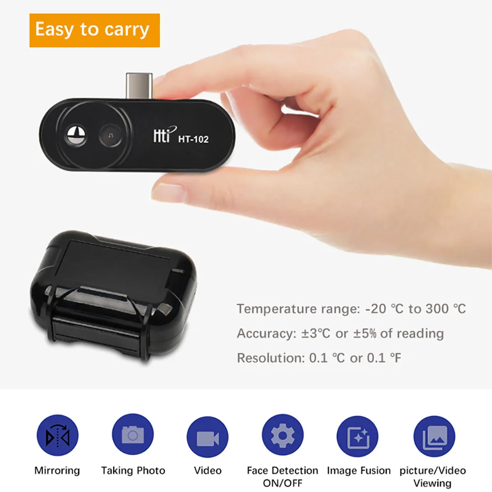 Mobile Phone External Thermal Imaging Camera HT102 Support Video Pictures for Android TypeC Thermal Imaging Temperature Detector