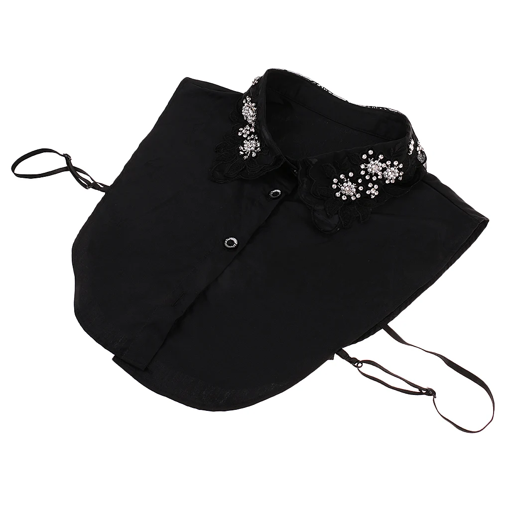 

Womens Fake Collar Removable False Blouse Embroidered Cotton Crystal