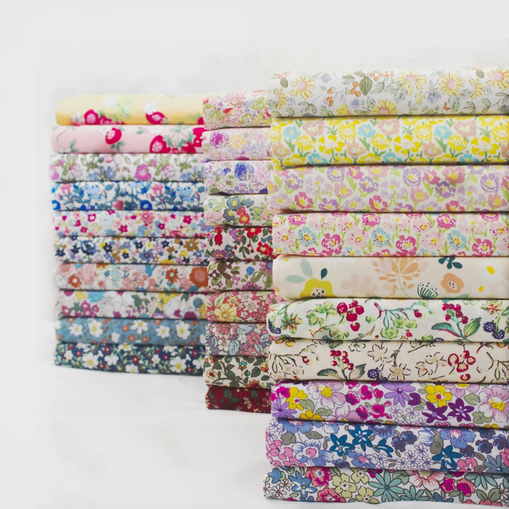 

145x50cm Pastoral floral poplin Cotton Fabric DIY Children's Wear Cloth Make Bedding Quilt Decoration Home 160-180g/m