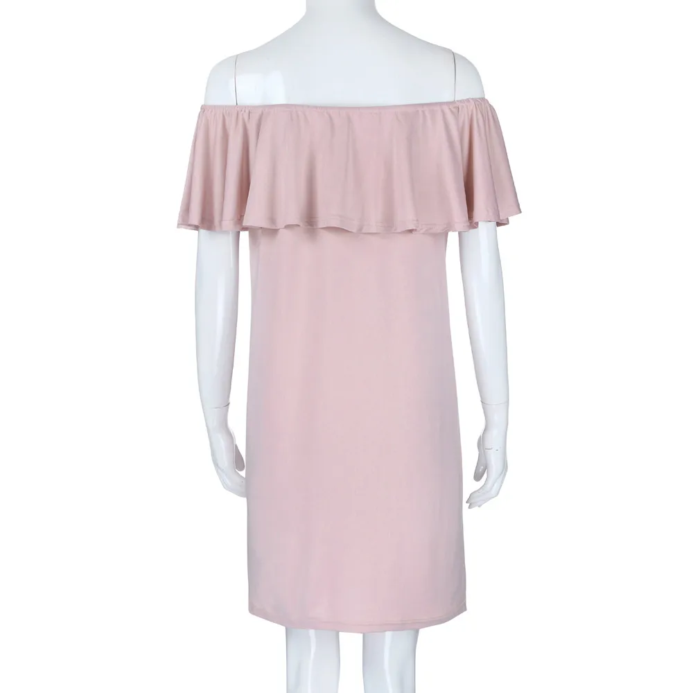 Беременности и родам платья модные женские оборки открытые плечи однотонные