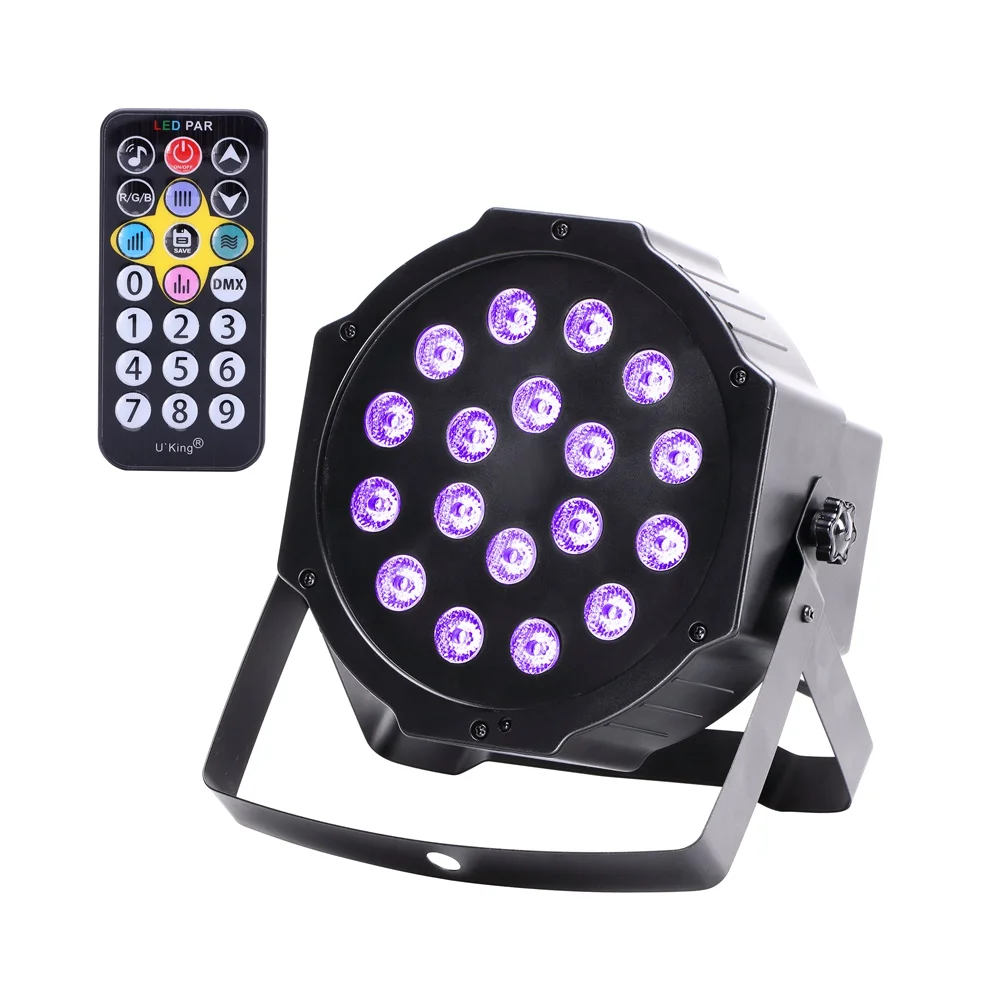 

U'King 18W UV Blacklight 18 LEDs Par Stage Lighting with 1 Remote Control for Disco Party Club KTV Wedding