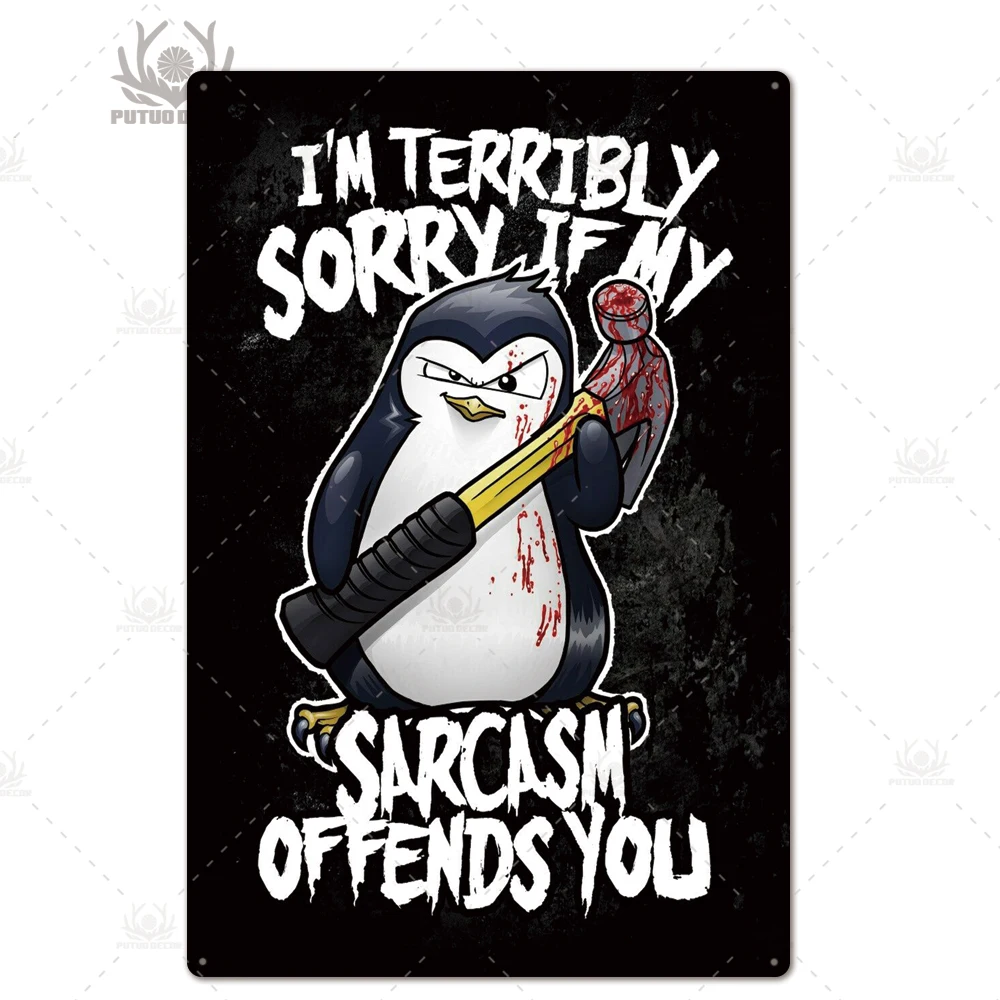TH3033 Crazy Penguin металлический плакат Забавный металлический оловянный знак железная Живопись Домашний Декор декоративная металлическая тарелка Настенный декор - Цвет: TH3033