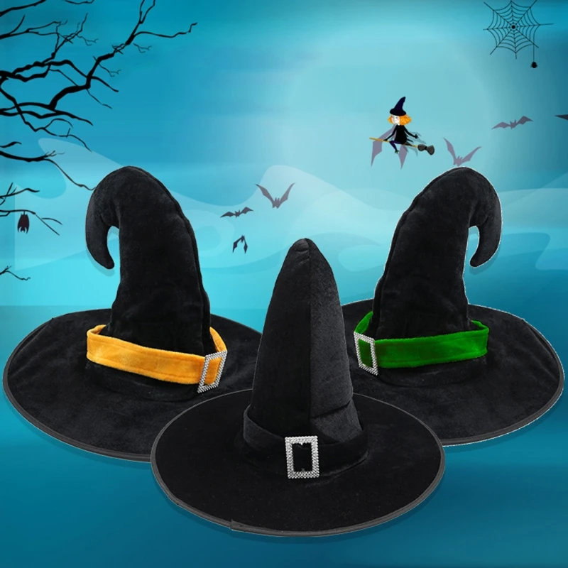 Черная Хэллоуин ведьма шляпа с крючком наконечник Маскарад косплей волшебник