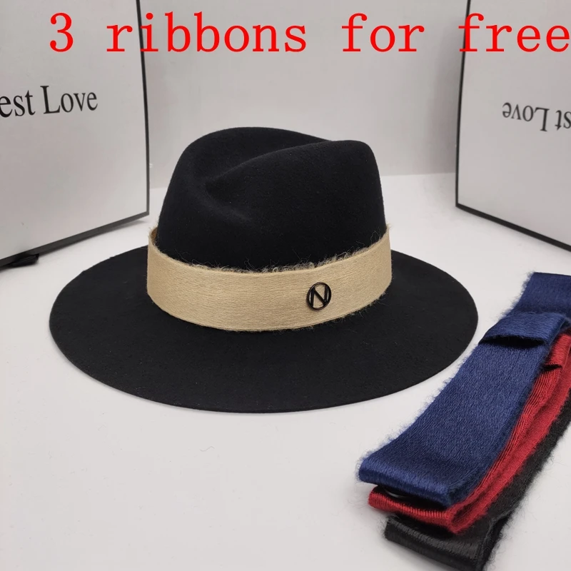 

2020 new winter wool hat for men and women homburg socialite party felt Panama hat with 3 ribbons for free many colors fedoras