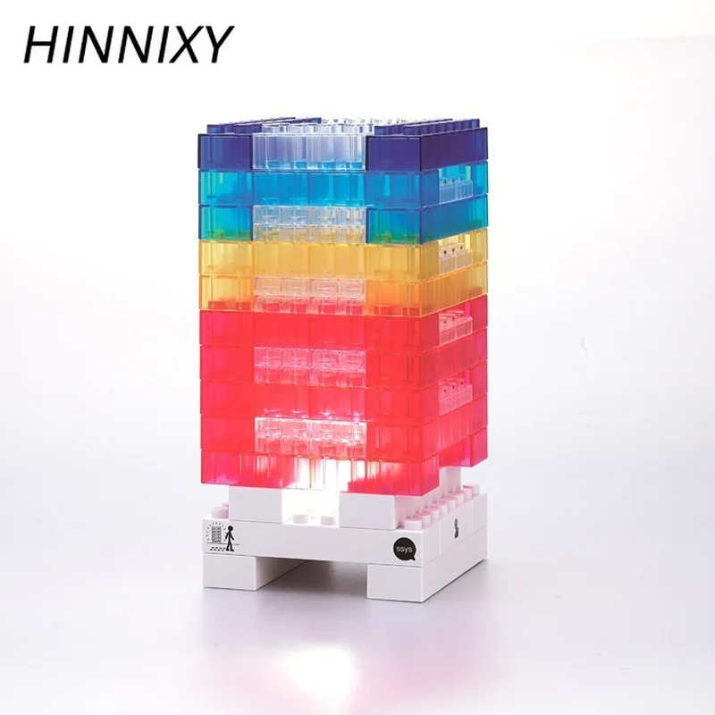 Hinnixy, 7 цветов, строительные блоки, ночник, Радужный светодиодный, сделай сам, детский Интеллектуальный развивающий игрушечный светильник, светильники, подарок для детей