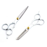 2 pcs hair scissors stainless steel 5 56 inch cutting thinning styling tool salon hairdressing shears regular flat teeth blades