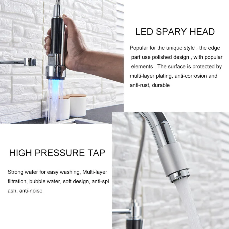 Хромированная отделка на бортике с одной ручкой кухонный пружинный смеситель