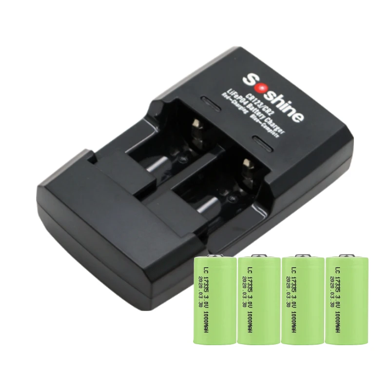 4x CR123A 3 0 V 3V перезаряжаемое зарядное устройство для LiFePO4 аккумуляторов CR123 с