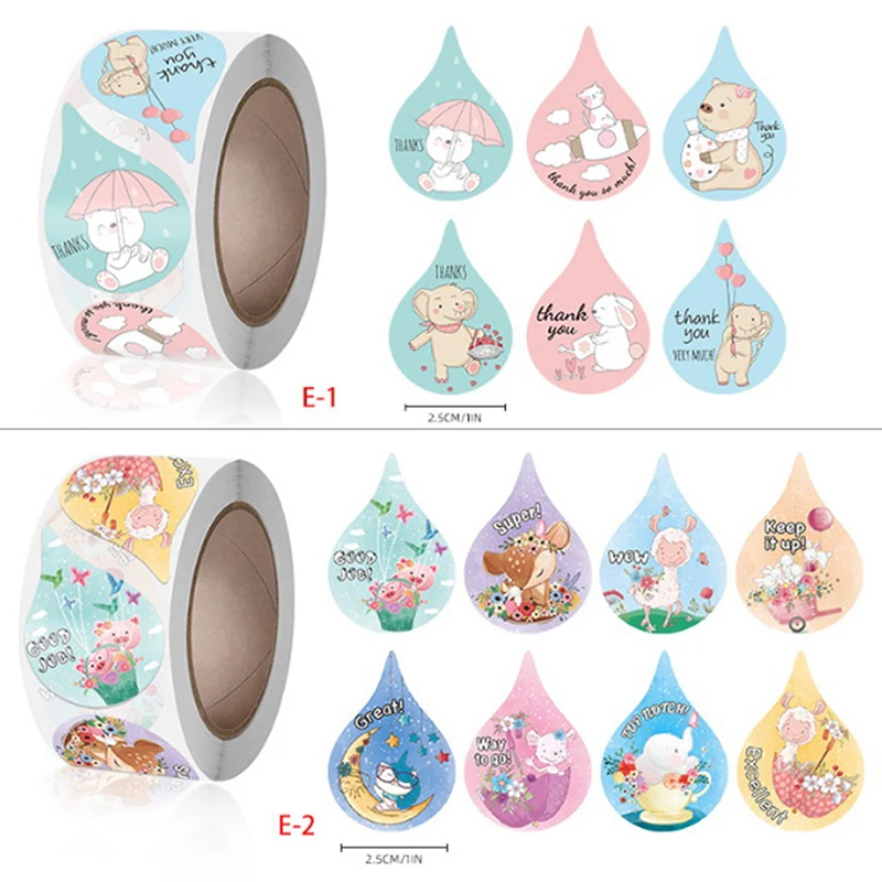 

500PCS Cartoon Aniamls Sticker Teacher Reward Stickers School Student "Good Job" Encouragement Words For Kids Toy Sticker