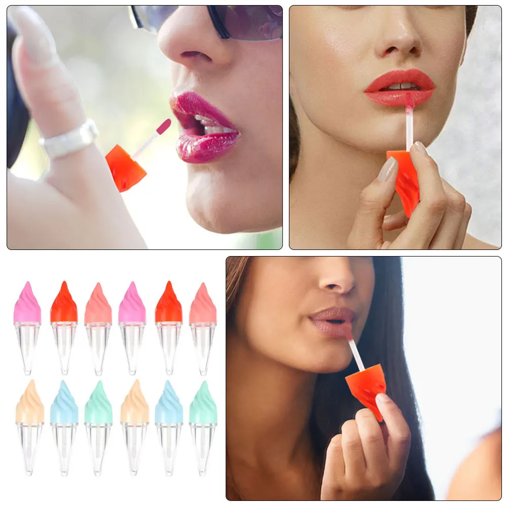 

12pcs Ice Cream Shape DIY Lip Gloss Tube Adorable Lipstick Tube Lip Balm Bottles