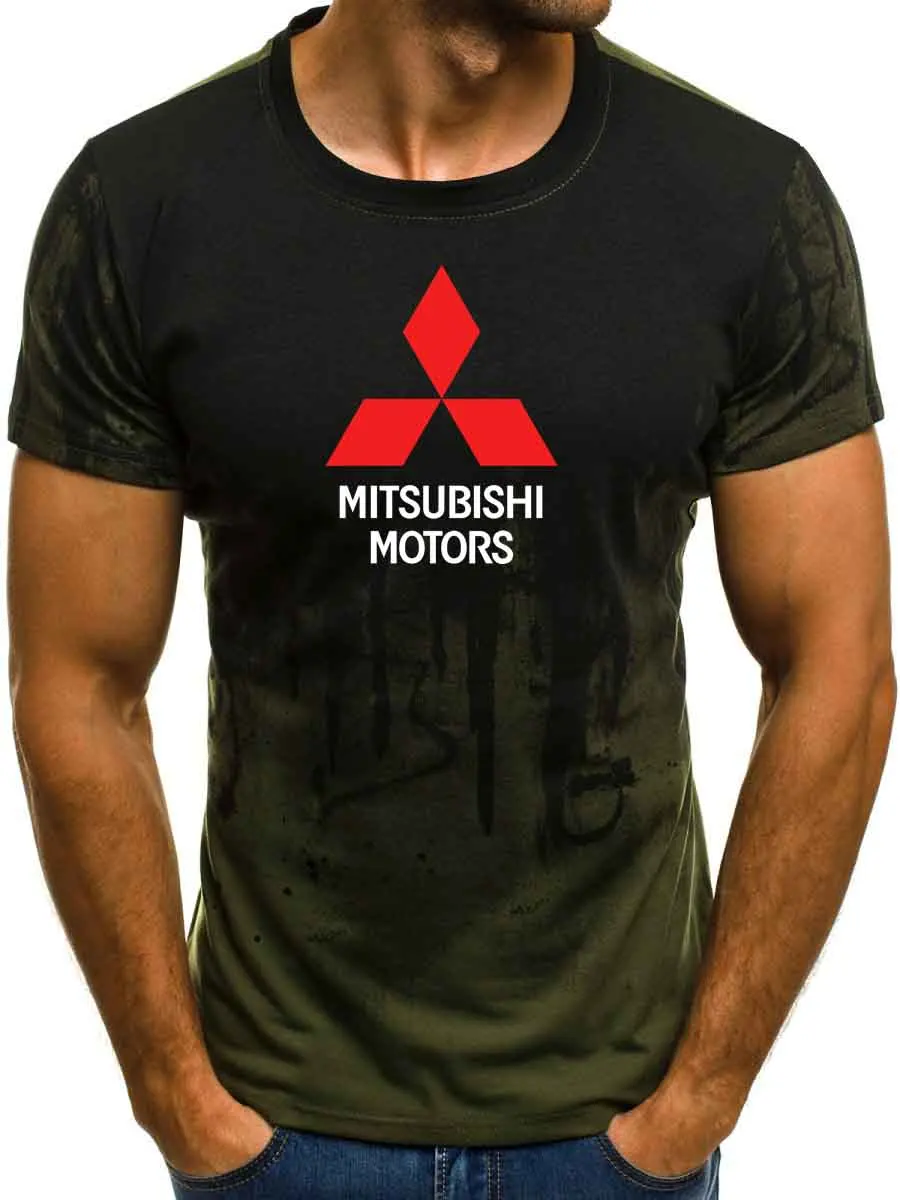 

2020 new Summer Men's T-Shirt for Mitsubishi Car Logo Printed Gradient Casual Light Short sleeve O-neck Men's T-Shirt Tops
