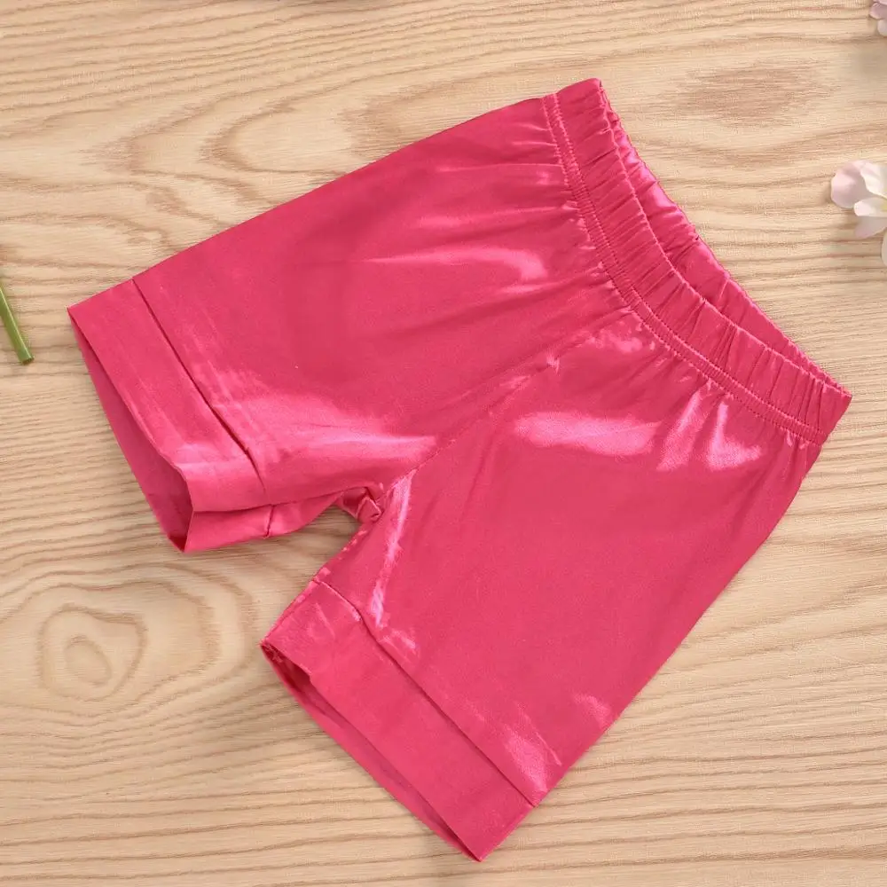 

2020 Summer Children Sets Casual Silk Short Sleeve Single Breasted T-shirt Rose red shorts Casual 2Pcs Girls Clothes Sets 1-6T