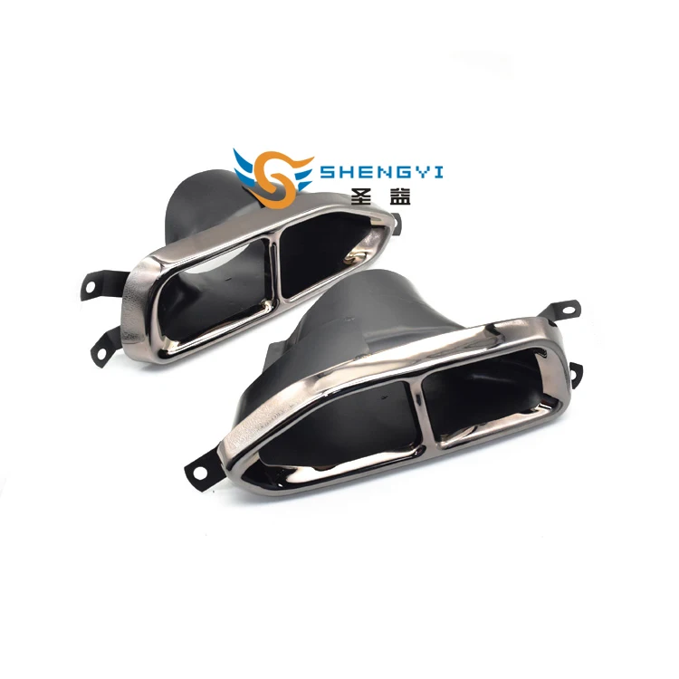 1 пара серебристый/черный наконечник выхлопной трубы из нержавеющей стали