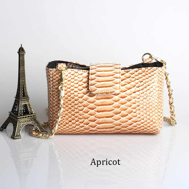 Luxury Handbag Designer Bags For Women Leather Clutch Purse Chain Serpentine Ladies Shoulder Messenger Bags Sac A Main - Цвет: Apricot