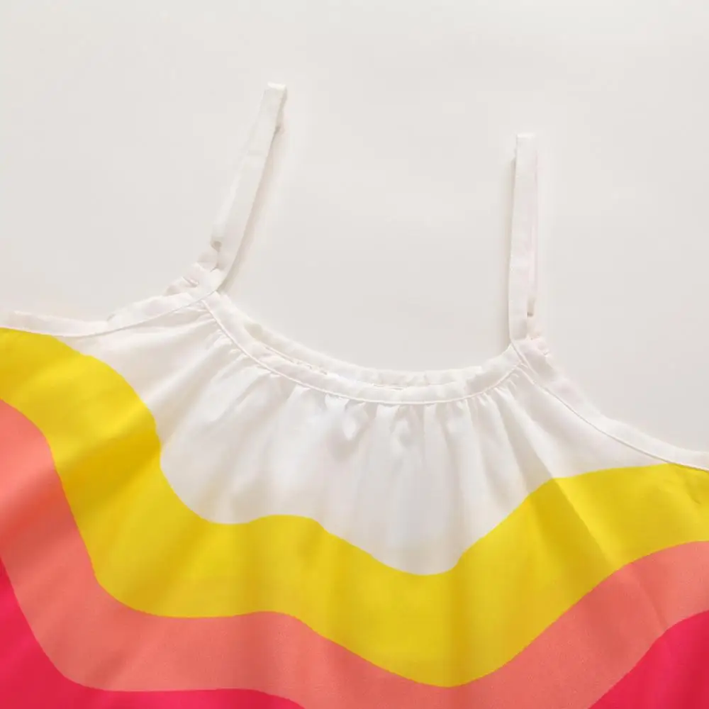 Summer New Girls Dresses Rainbow Sleeveless Princess Dress Baby Girl Christmas Clothes Kids Casual Beach Knee-Length 2020 | Детская