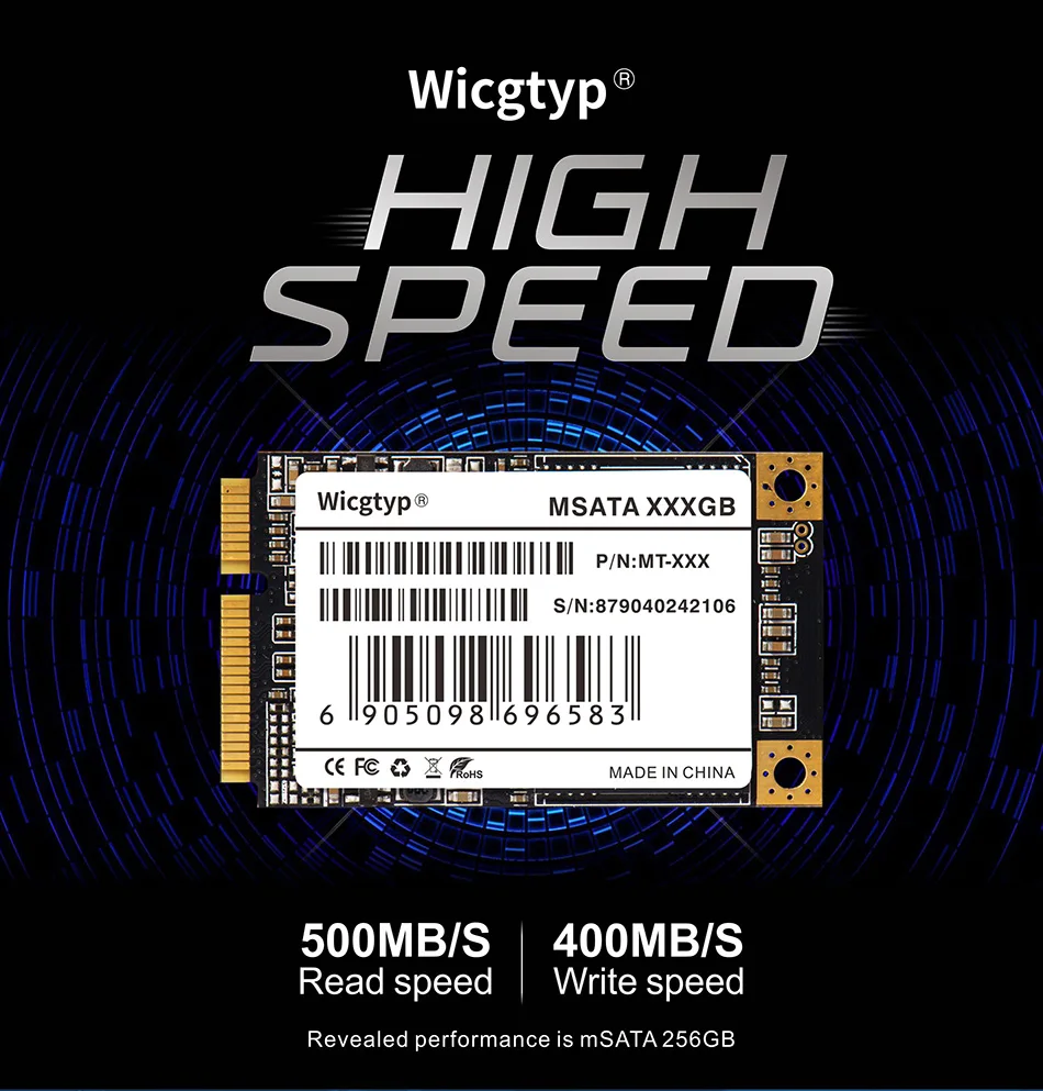 Wicgtyp MSATA SSD SATA III 6 ГБ/сек. SSD жесткий диск 16 ГБ 32 ГБ 64 Гб 128 ГБ 256 512 1 ТБ для Dell M6500 для Asus EP121 для lenovo Y560