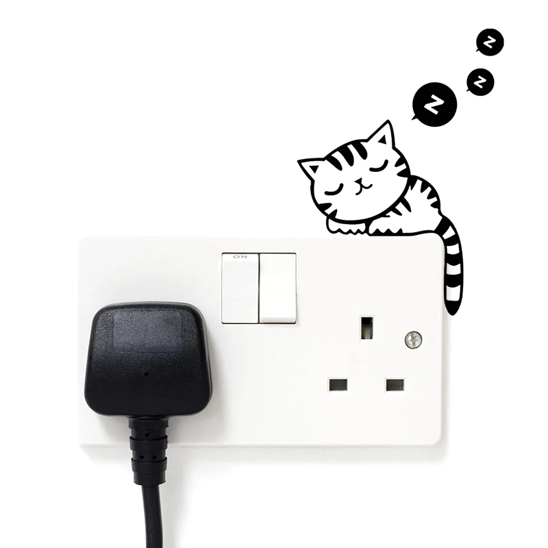 5Pcs Switch Stickers Funny Cute Sleeping Cat Wall Waterproof Decal Home Decoration Bedroom Living Room ParlorDecoration | Дом и сад
