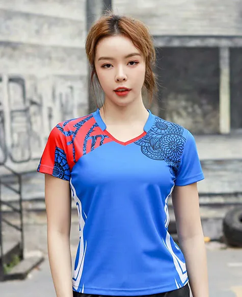 Women Tennis Shirt, Girls Badminton T Shirt, Female Table Tennis Jerseys Gym Clothes, Polyester Ms Badminton Clothing Sportswear