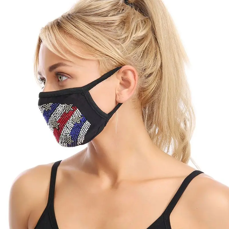 Патриотическая маска на лицо для мужчин и женщин блестящие украшения с