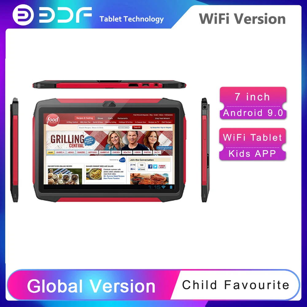 

Лучший подарок для детей, 7-дюймовый планшет BDF на Android 9,0, 1 ГБ/16 ГБ, ПК, Wi-Fi, двойная камера, четырехъядерный детский планшет, 1024*600, ЖК-дисплей