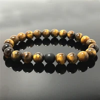 tiger eyes beaded natural stone healing energy bracelet for women adjustable elastic bracelet for men