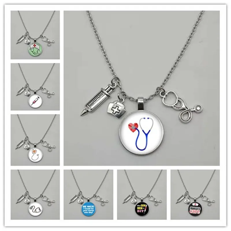 Ожерелье со стетоскопом модное индивидуальное ожерелье стеклянным круглым