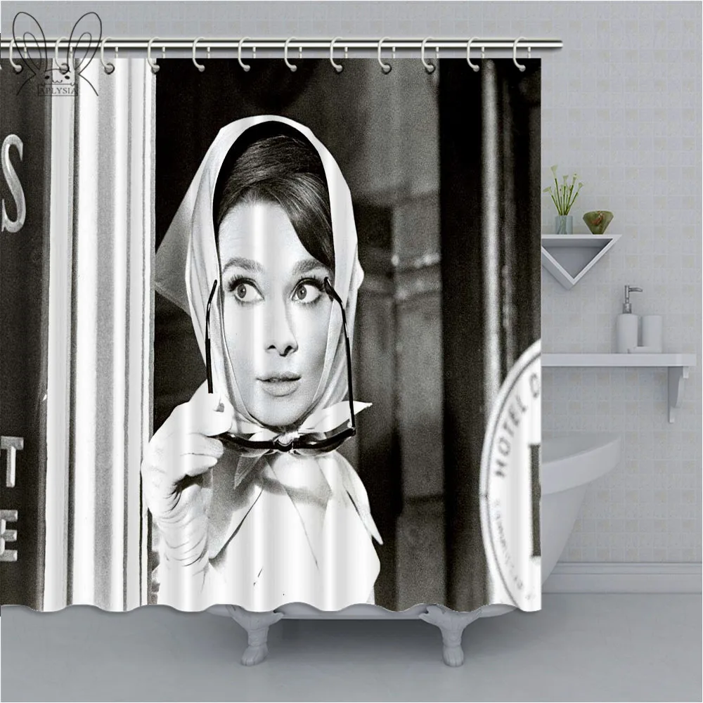 Классическая черно белая фотозанавеска для душа водонепроницаемая декоративная
