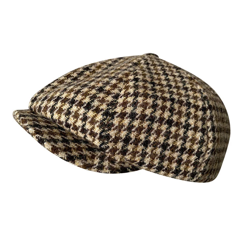 Casquette octogonale à chevrons pour homme et femme, chapeau plat 100% laine, de haute qualité, nouvelle collection hiver, BLM348
