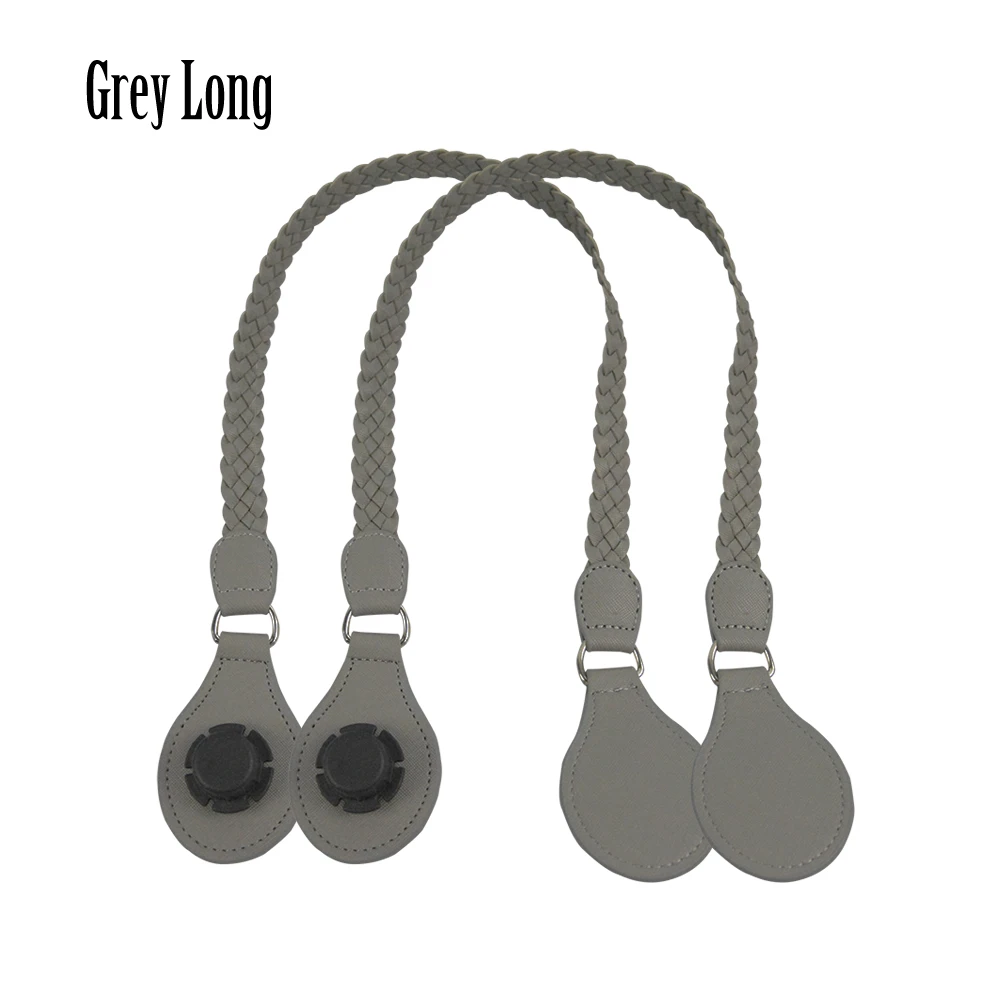 grey long TANQU 1 пара длинных коротких кожаных плетеных ручек из искусственной кожи, Классическая мини-сумка O для Obag, женская сумка на плечо - Цвет: grey long