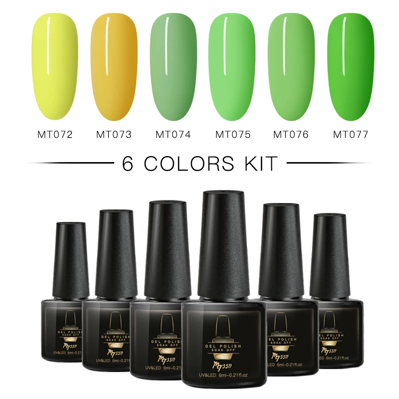 

Mtssii 6Pcs Nail Gel Polish Set Cat Eye Gel Shiny Rose Gold Glitter Sequins Soak Off UV Gel Varnish Pure Color Gel Nail Lacquer