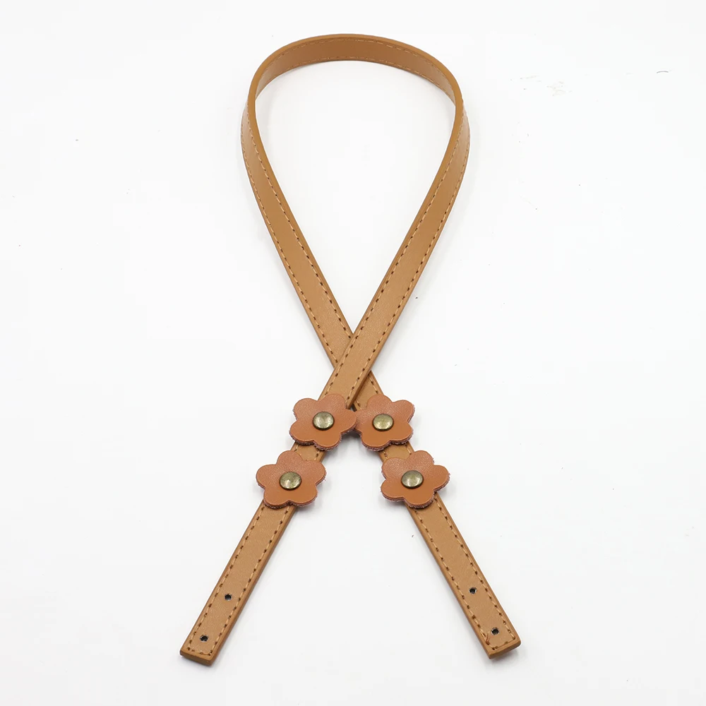 1Pair 70cm PU Leather Handles brown Shoulder Handbag DIY Flowers O Bags Strap Handle Replacement Bag Accessories with Rivet