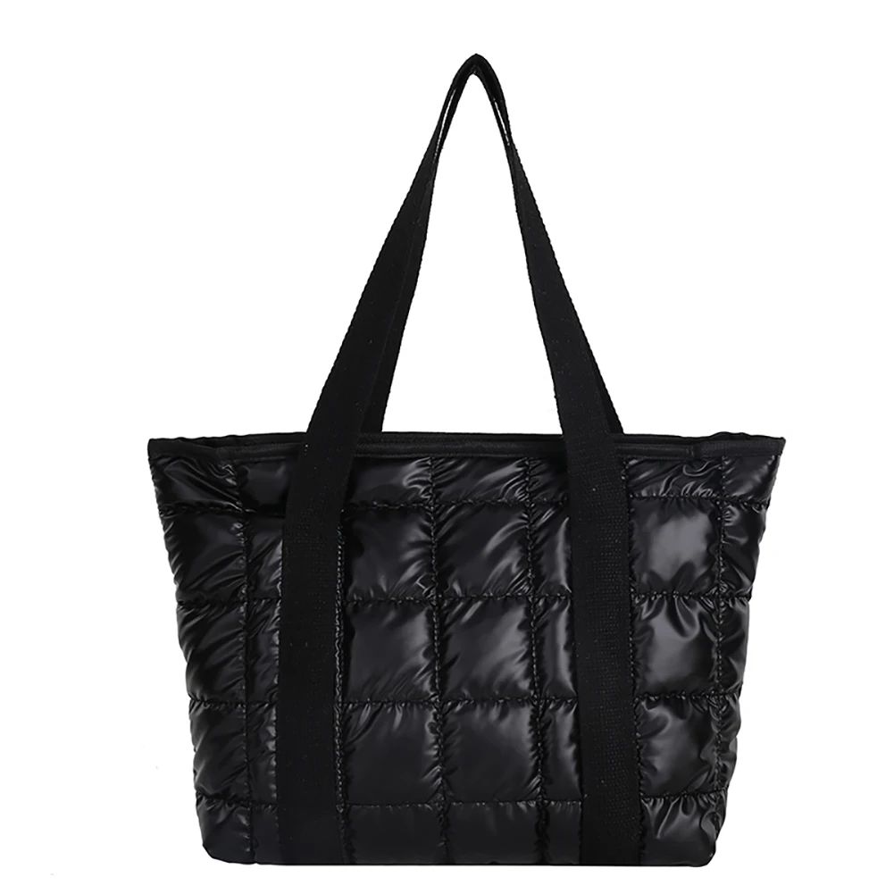 

Fashion Pleated Quilted Cotton Padded Grid Armpit Bag Women Large Capacity Shoulder Bag Solid Color Zipper Designer Top-handle