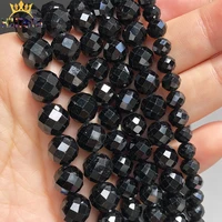natural genuine black tourmaline stone beads loose spacer beads for jewelry making diy bracelets necklaces 15inches 46810mm
