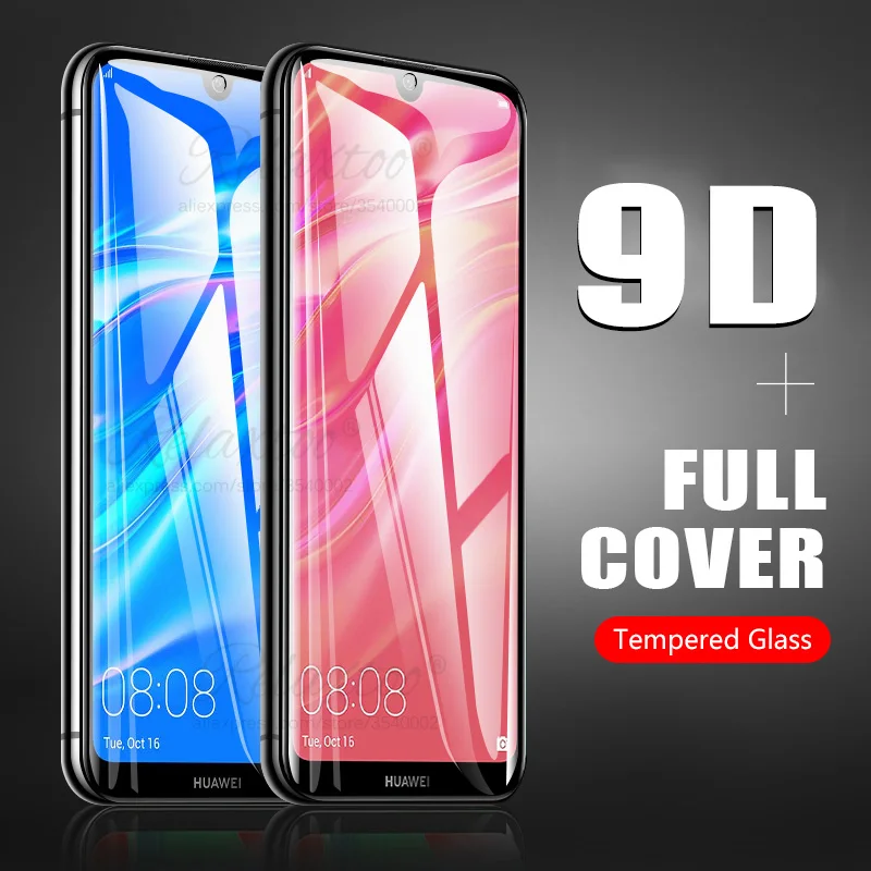 Изогнутое защитное стекло 9D с полным покрытием для Huawei Y7 Y6 Y5 pro prime 2019 закаленное