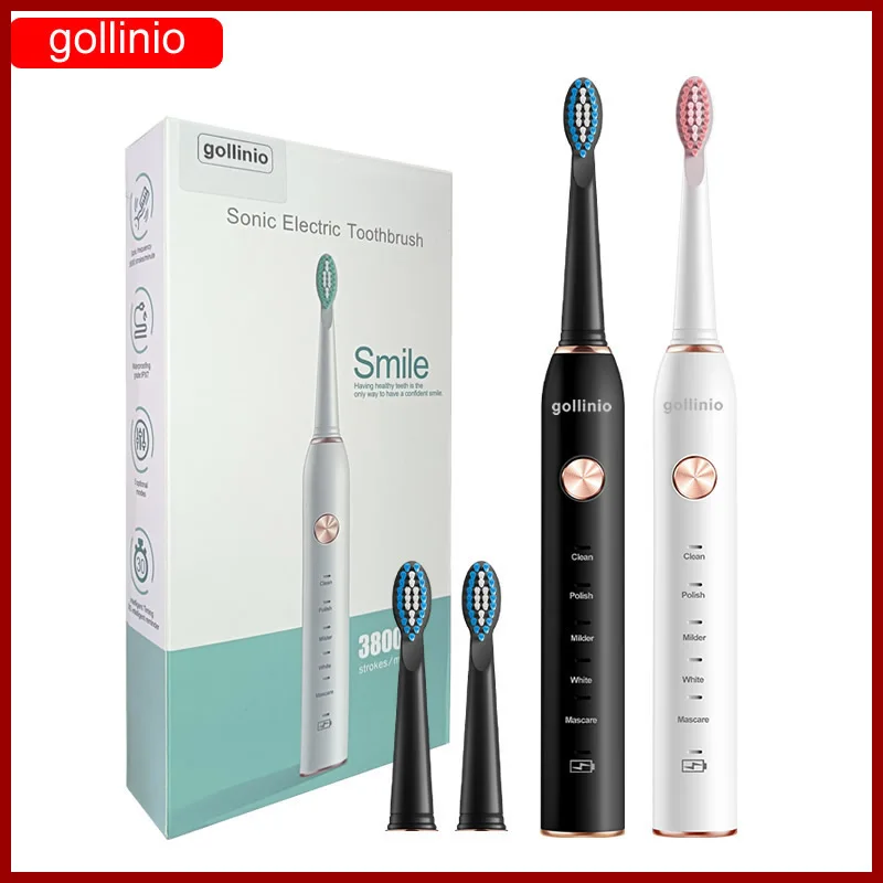 

gollinio Electric Toothbrush sonic Smart Usb fast Charging electr toothbrush Rechargeable Teeth Brush Replacement Head GL41A