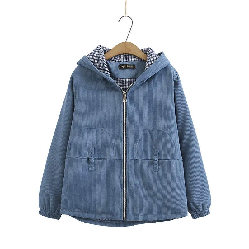 

Autumn Winter Parka Women Oversize Padded Jacket Corduroy Thin Coat Warm Outerwear Fashion Casual Loose Clothes 2021