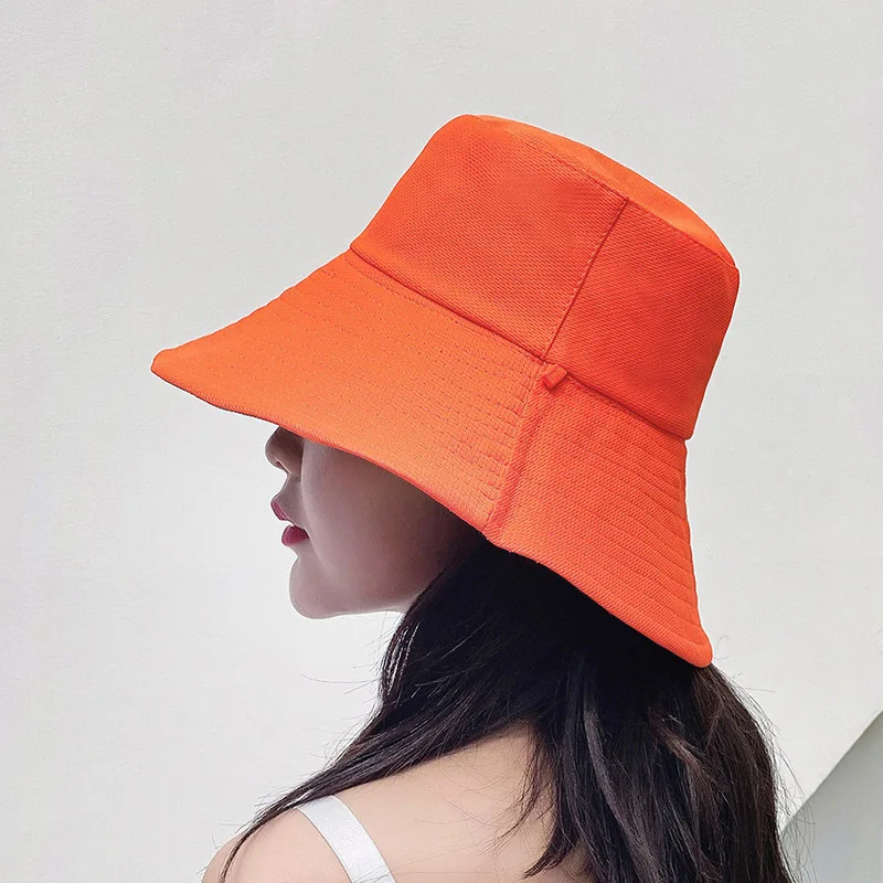 

Four Seasons Women Bucket Fishing Hats Sunscreen Sun Cap Pure Color Breathable Double-sided Wear Spring Lady Fisherman Hat