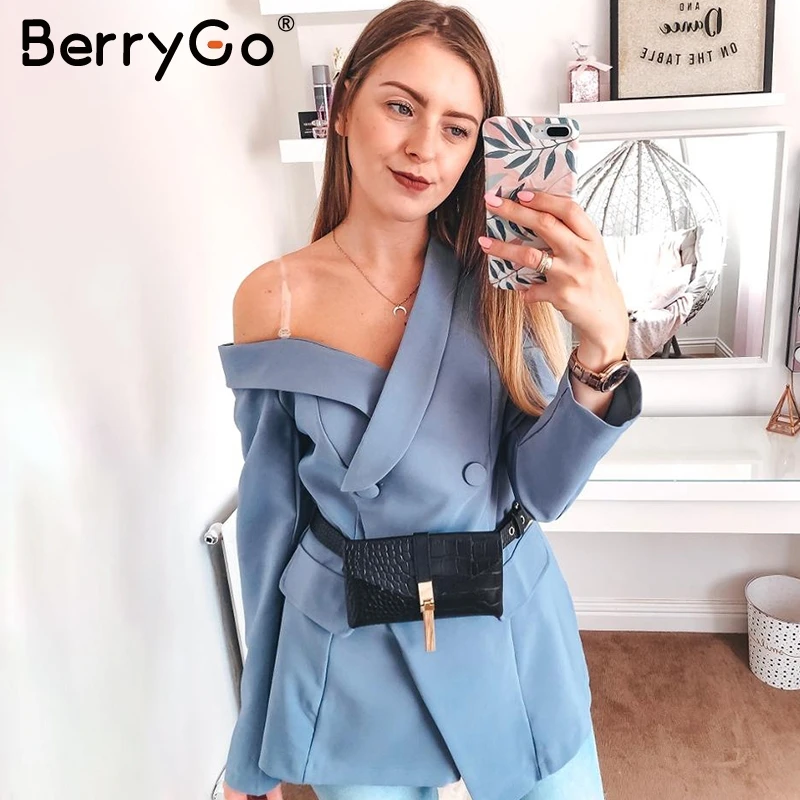 BerryGo элегантный женскoе пиджакодно плечо новынка Sexy женский пиджак одно осень