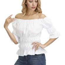 Women Pirate Shirt Off Shoulder Blouse Medieval Renaissance Blouse Shirt For Viking Costume Cosplay