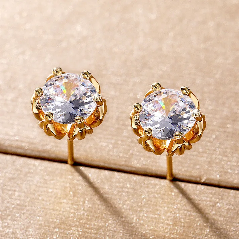 Женские серьги-гвоздики с фианитами, с фианитом