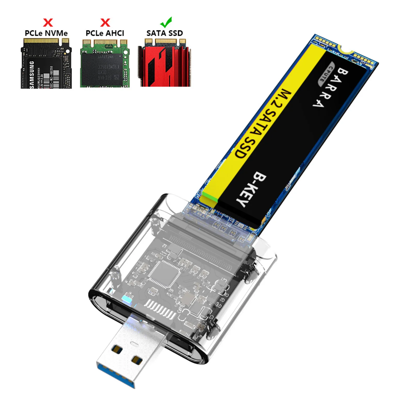 Чехол для M2 SSD SATA шасси M.2 на USB 3 0 адаптер PCIE NGFF M / B Key коробка SSD-диска 2230/2242/2260/2280 мм |