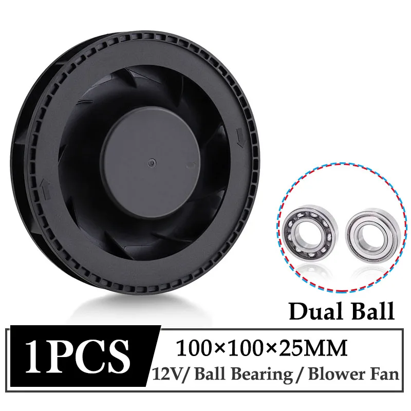 1 шт. Gdstime 12 В 100 мм 100 мм x 100 мм x 25 мм новый центробежный Турбовентилятор постоянного тока 10 см 10025 двойной шарикоподшипник воздухоочиститель вентилятор