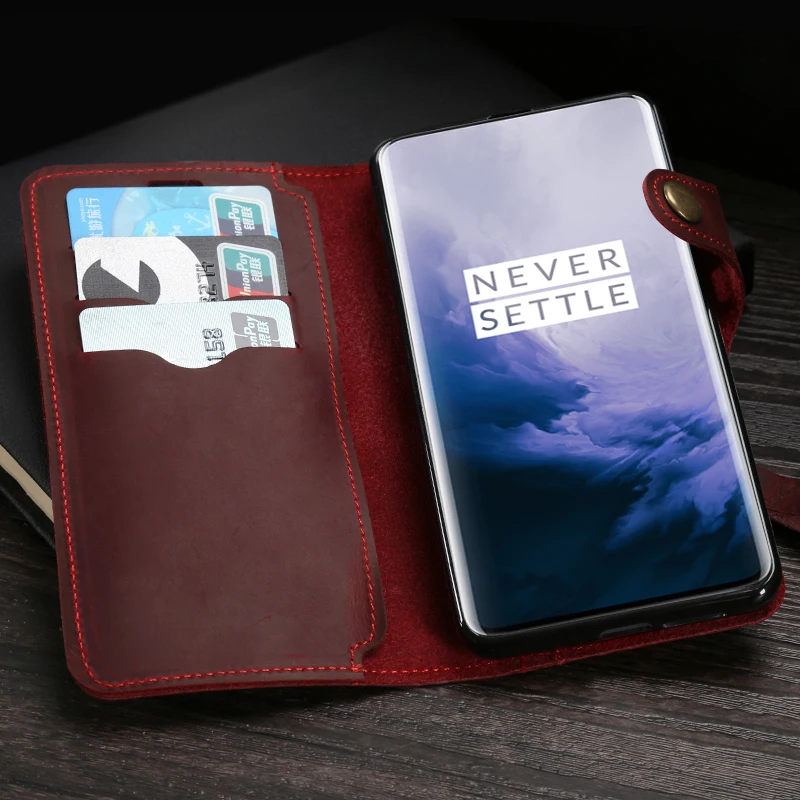 

Genuine Leather Flip Phone Case For Oneplus Nord 8 7 7T Pro 6 6T 5 5T 3 3T Magnetic Buckle Cover Cowhide Crazy Horse Wallet Bag