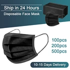 Черная маска для взрослых, одноразовая маска для лица, тушь для ресниц, черная маска, черная маска, 100, 200, 500 шт., 100 шт.