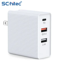 Schitec Type C PD Fast Charging 30W US USB Charger Quick Charge 3.0 for iPhone 12 USB Charger with QC 3.0 Mobile Phone Charger