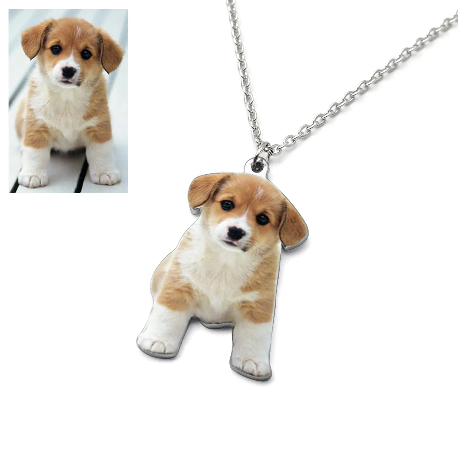 Ожерелье для домашнего питомца на заказ с фото имя собаки ювелирное изделие