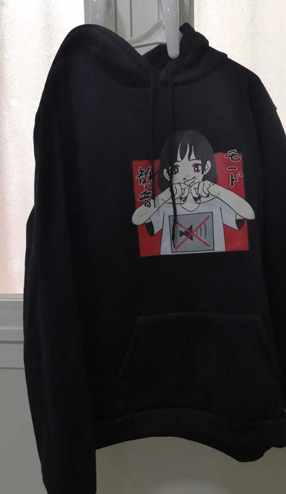Аниме принт толстовка женская Kawaii Толстовка Harajuku одежда пуловер с капюшоном корейского размера плюс тонкая Повседневная Уличная одежда Топ V562