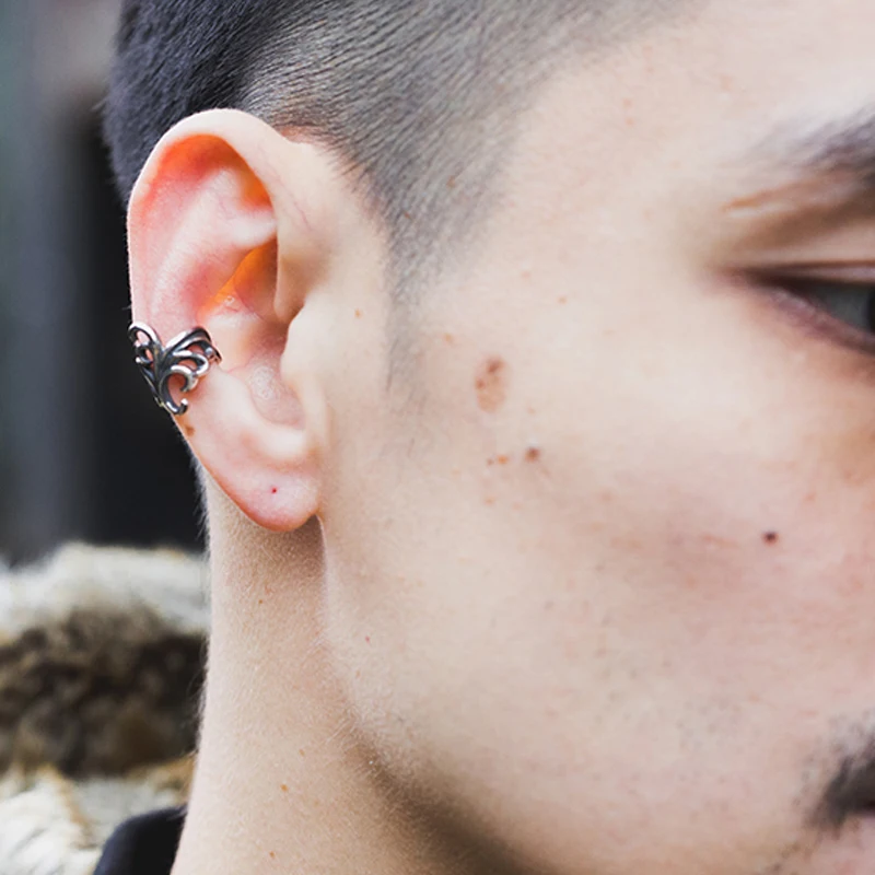 

Boucles d'oreilles clips la mode sans piercing faux cartilage en argent sterling 925 fleur rotin dame bijoux pour hommes