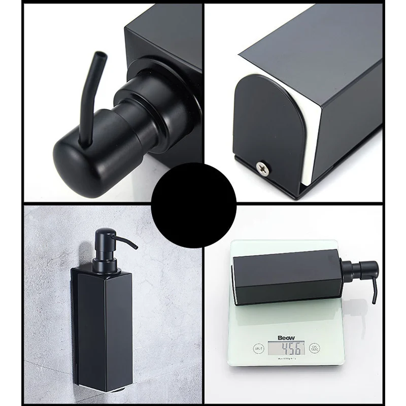 

Wall Mounted Hand Liquid Soap Bottle Stainless Steel Black Kitchen Sink Faucet Bathroom Hand Pump Pressure Soap Dispenser Metal
