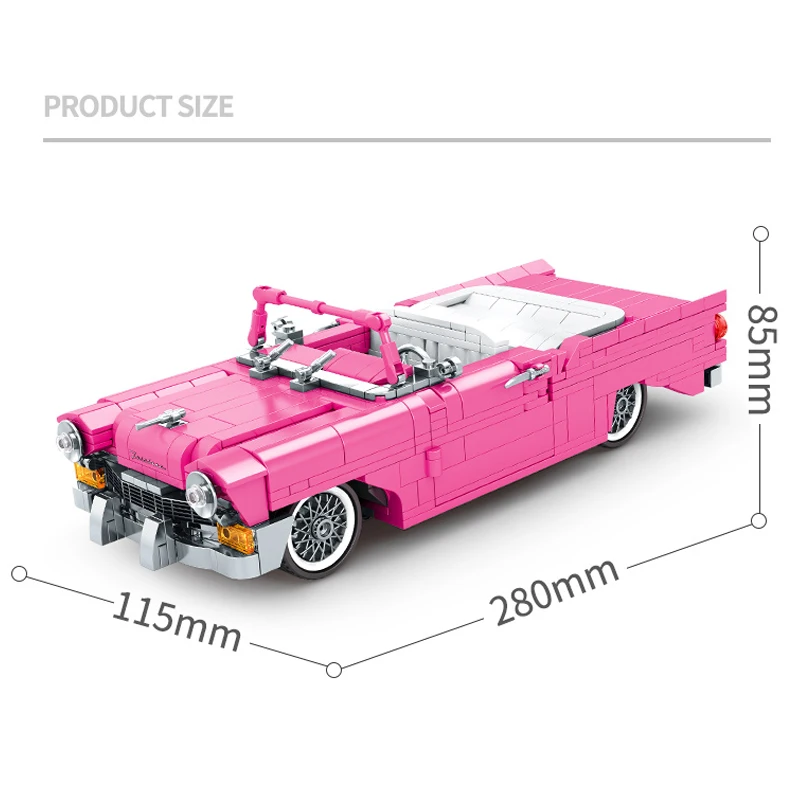 Sembo Blocks 8404 Pink Convertible Car 742pcs Compatible Speed Champions Building Bricks Educational Toys Christmas Gifts images - 6